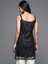 Black Printed Embellished Tunic-AHTUNTFP-8123